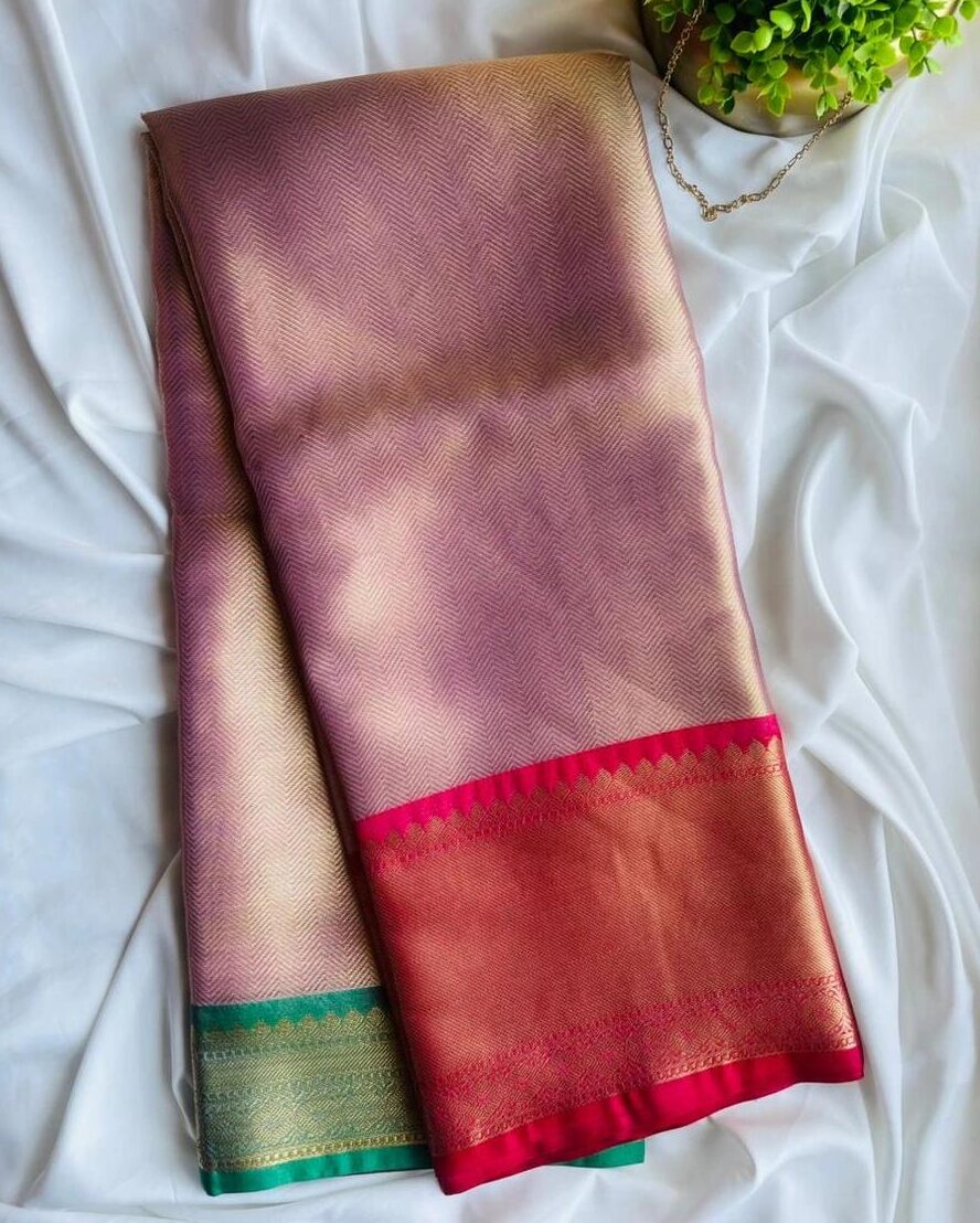 Brocade Tissue Ganga Januma Border Saree