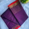 Kanchi Cotton Stripes Saree - Royal Purple