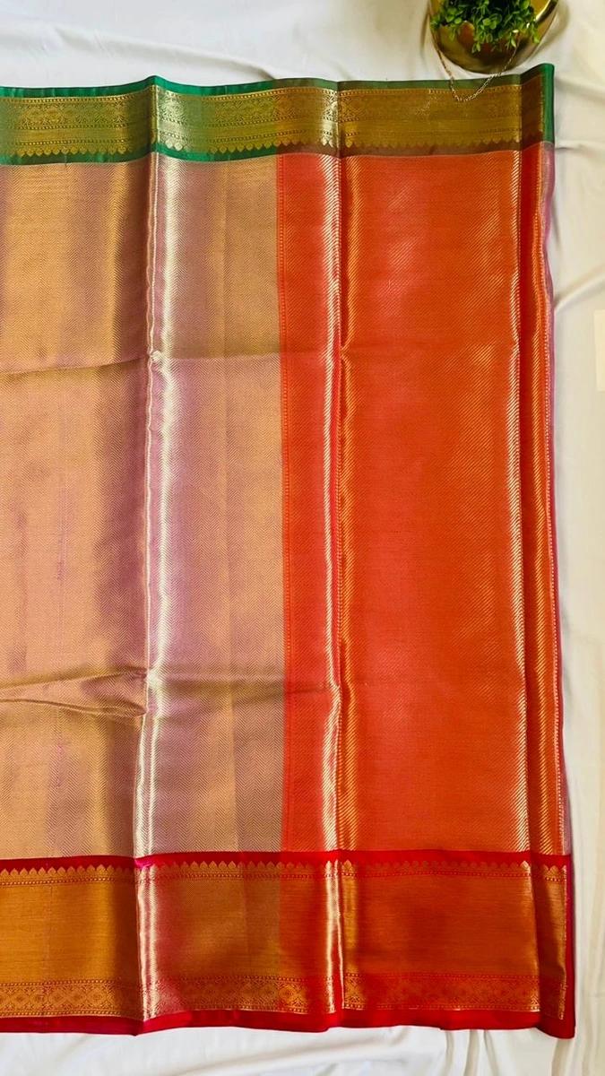 Brocade Tissue Ganga Januma Border Saree - Image 3
