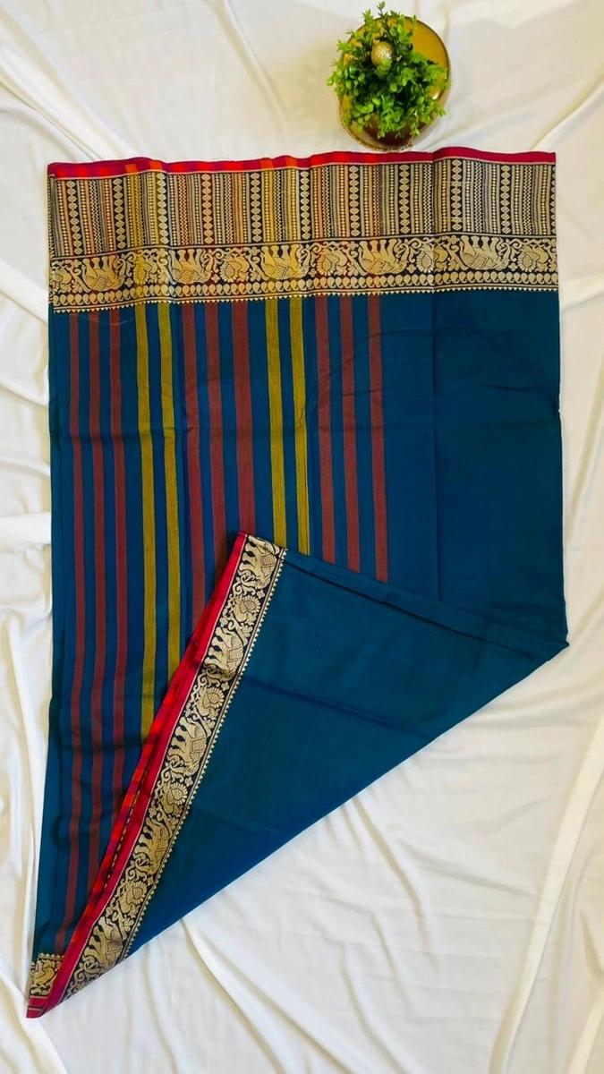 Narayanpattu Elephant Border Saree - Peacock blue - Image 2