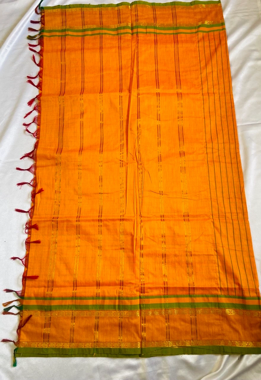 Chettinad Cotton Saree - Mustard Yellow - Image 4