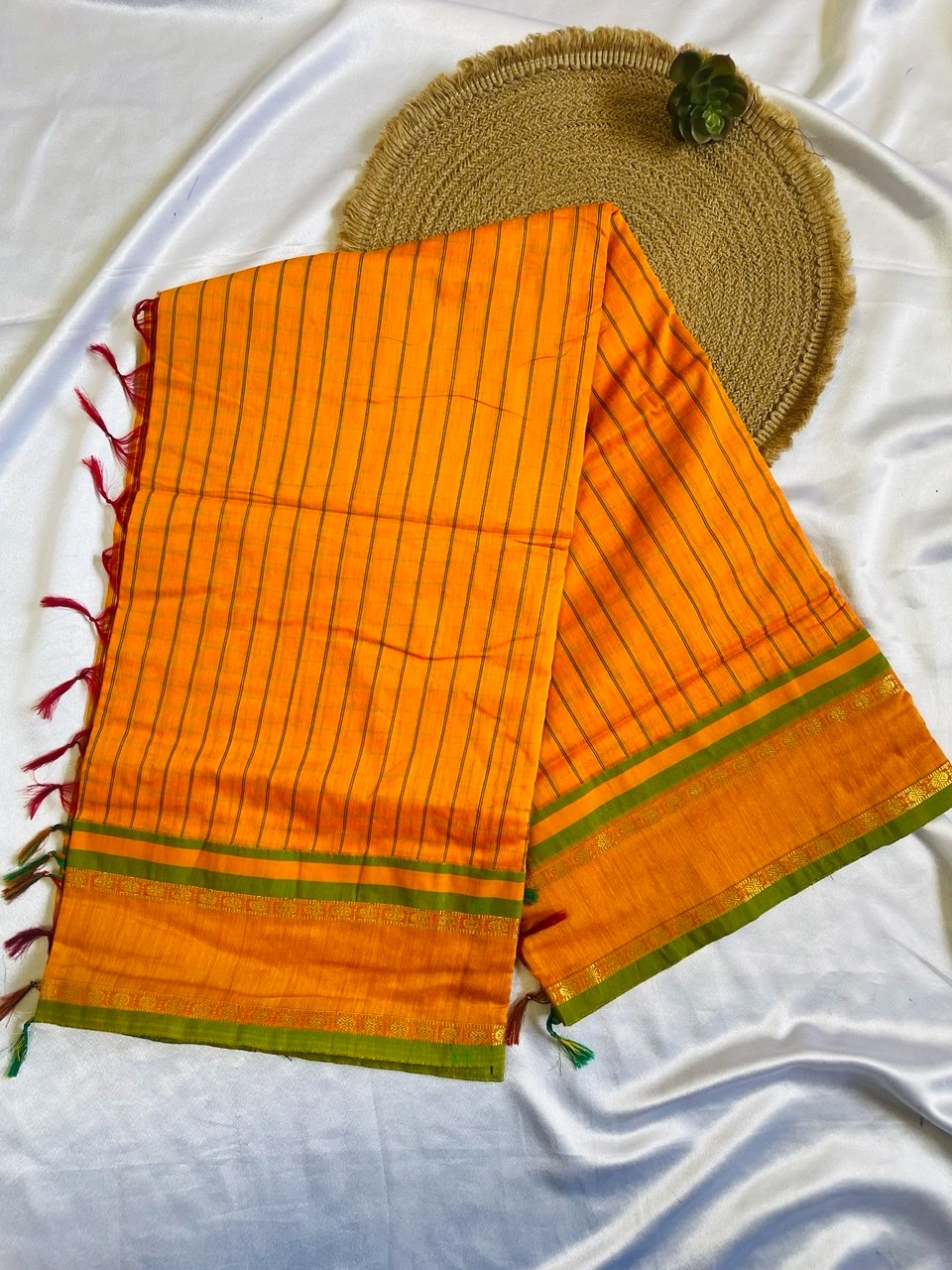 Chettinad Cotton Saree - Mustard Yellow