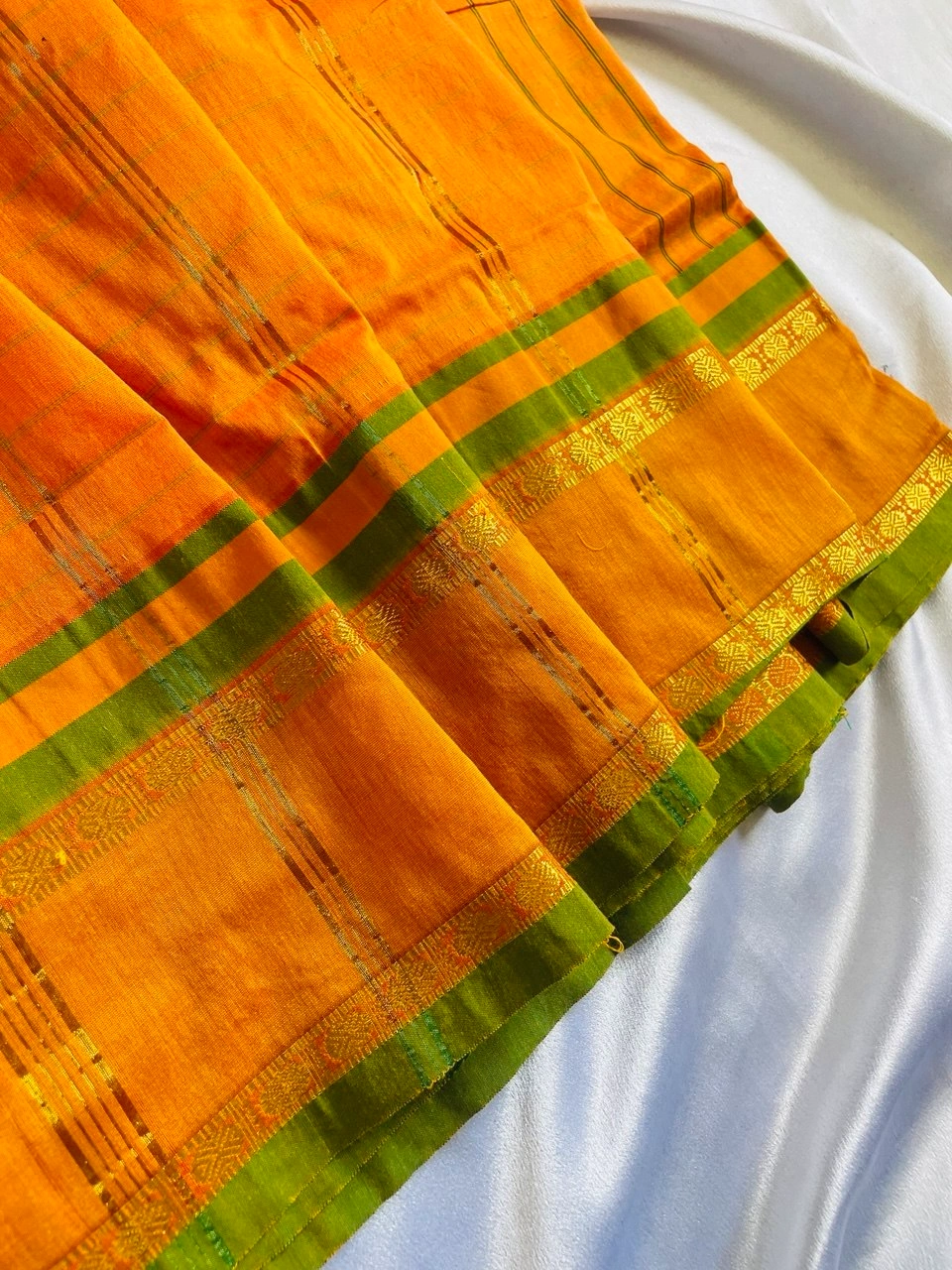 Chettinad Cotton Saree - Mustard Yellow - Image 3