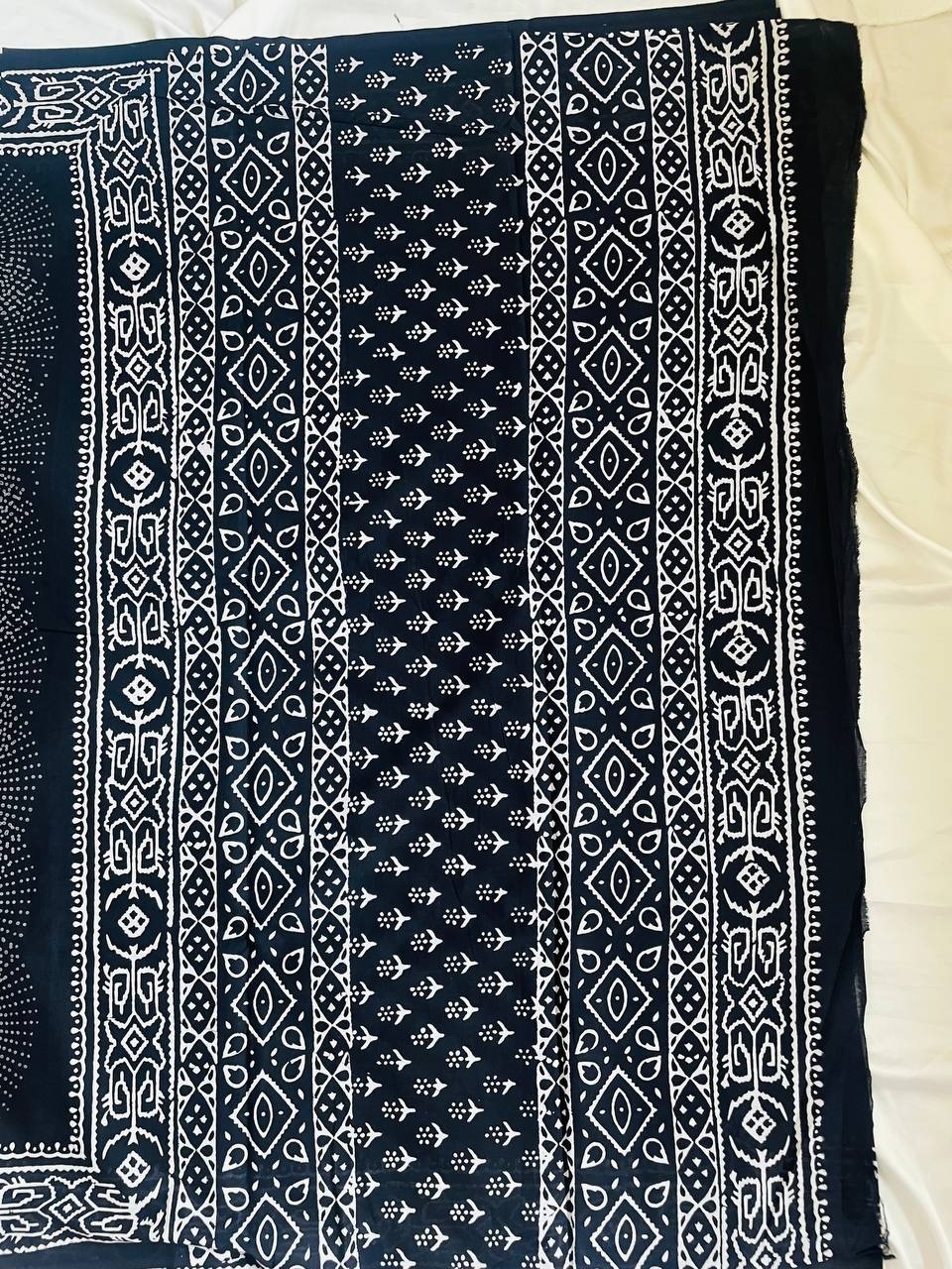 Cotton Saree - Black - Image 5